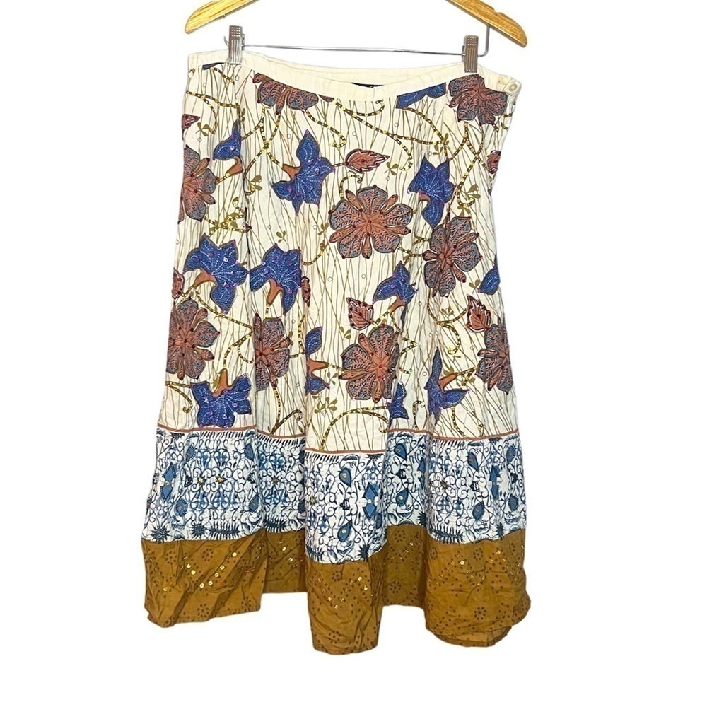 Ashley Stewart Vintage Floral Sequin Y2K Midi Skirt 20